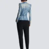 1-button belted denim jacket