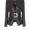 1-button belted leather jacket 1-button belted leather jacket