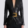 1-button belted leather jacket 1-button belted leather jacket