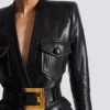 1-button belted leather jacket 1-button belted leather jacket