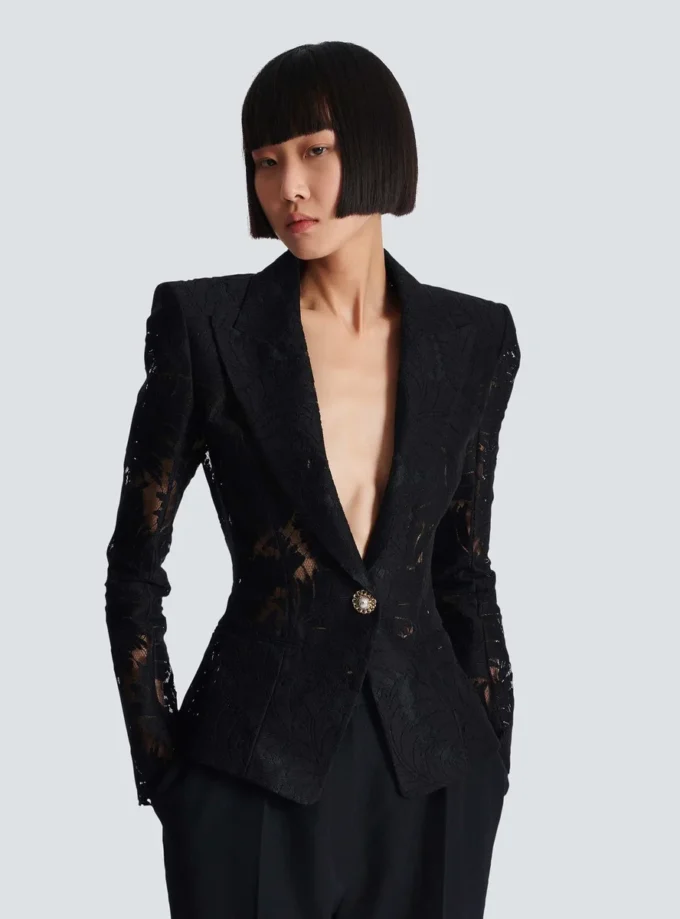 1-button fitted lace jacket 1-button fitted lace jacket
