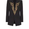 1-button jacket with embroidered collar