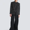 1-button wool jacket with crystal stripes