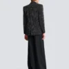 1-button wool jacket with crystal stripes