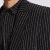 1-button wool jacket with crystal stripes