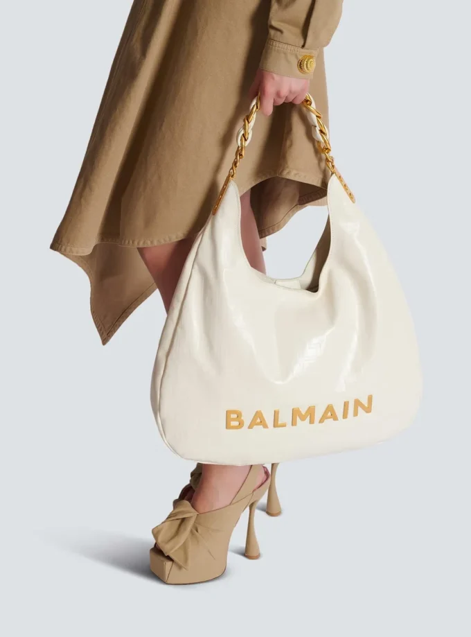 1945 Soft Hobo bag in embossed crinkled calfskin with a PB Labyrinth monogram