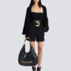 1945 Soft Hobo crinkled leather tote bag with monogram