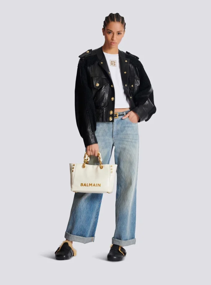 1945 Soft Small crinkled leather tote bag 1945 Soft Small crinkled leather tote bag