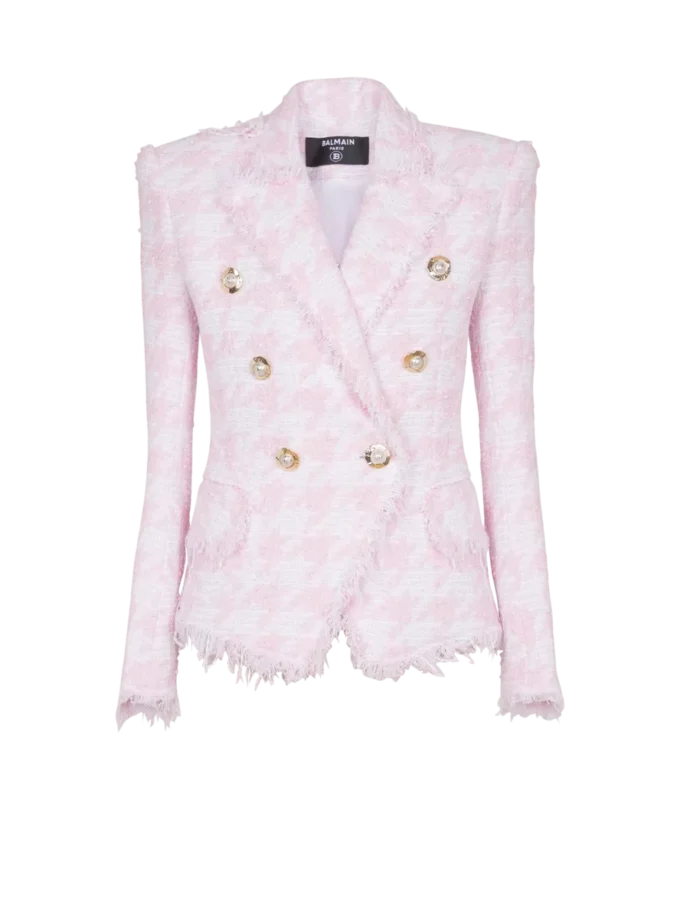 6-buttons houndstooth tweed fitted jacket 6-buttons houndstooth tweed fitted jacket