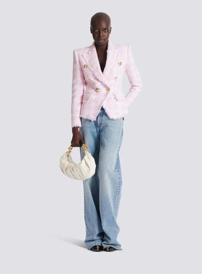 6-buttons houndstooth tweed fitted jacket 6-buttons houndstooth tweed fitted jacket