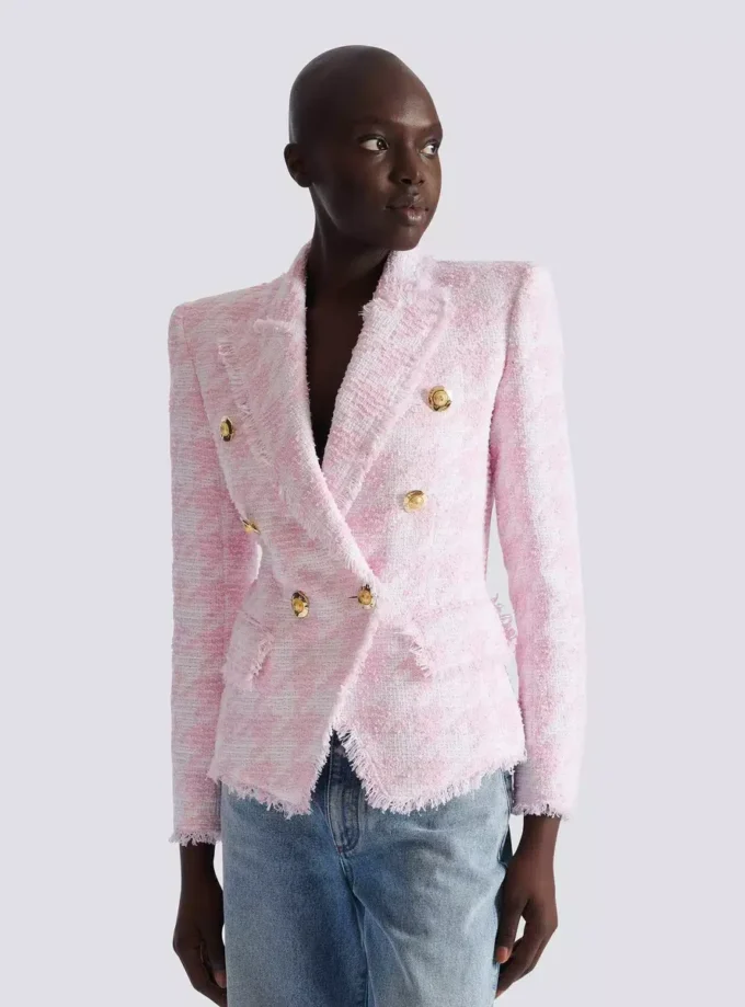 6-buttons houndstooth tweed fitted jacket 6-buttons houndstooth tweed fitted jacket