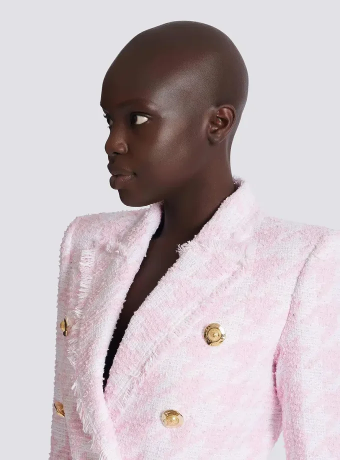 6-buttons houndstooth tweed fitted jacket 6-buttons houndstooth tweed fitted jacket