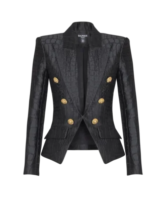 6-buttons jacket in crocodile jacquard