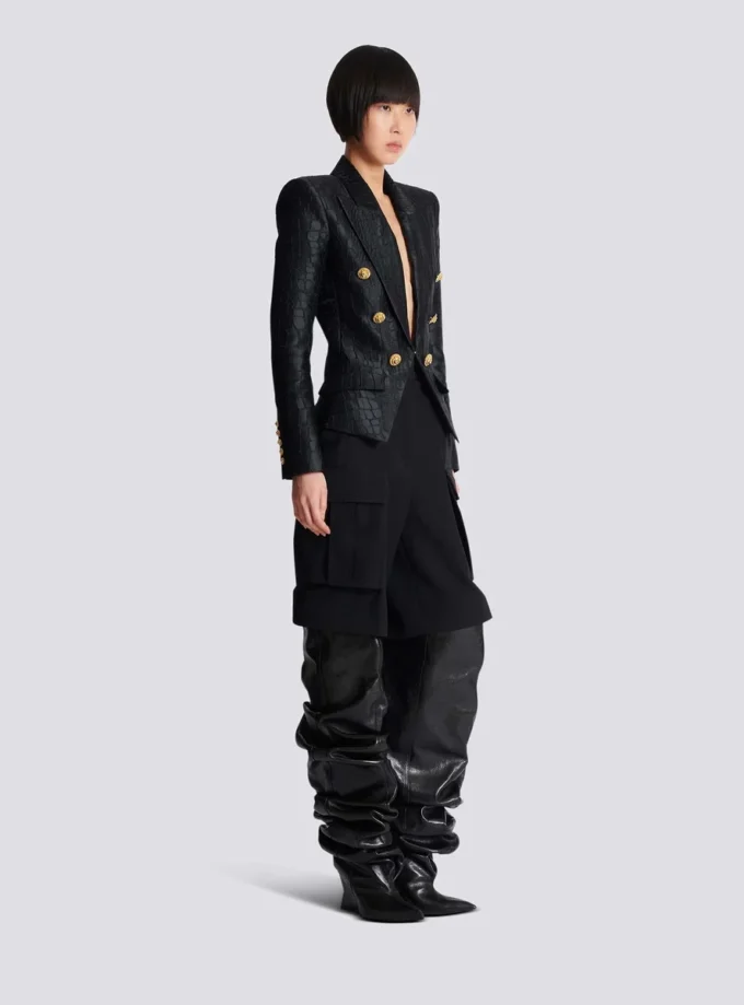 6-buttons jacket in crocodile jacquard 6-buttons jacket in crocodile jacquard