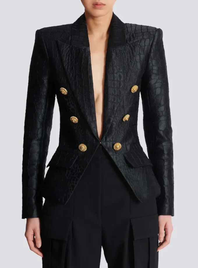 6-buttons jacket in crocodile jacquard 6-buttons jacket in crocodile jacquard