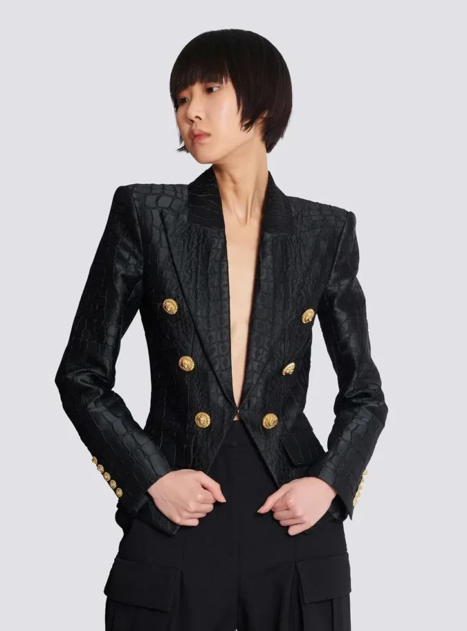 6-buttons jacket in crocodile jacquard 6-buttons jacket in crocodile jacquard