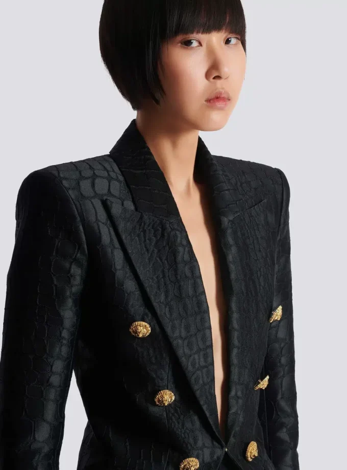 6-buttons jacket in crocodile jacquard 6-buttons jacket in crocodile jacquard