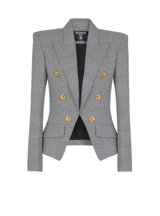 6-buttons jacket in Prince of Wales jacquard