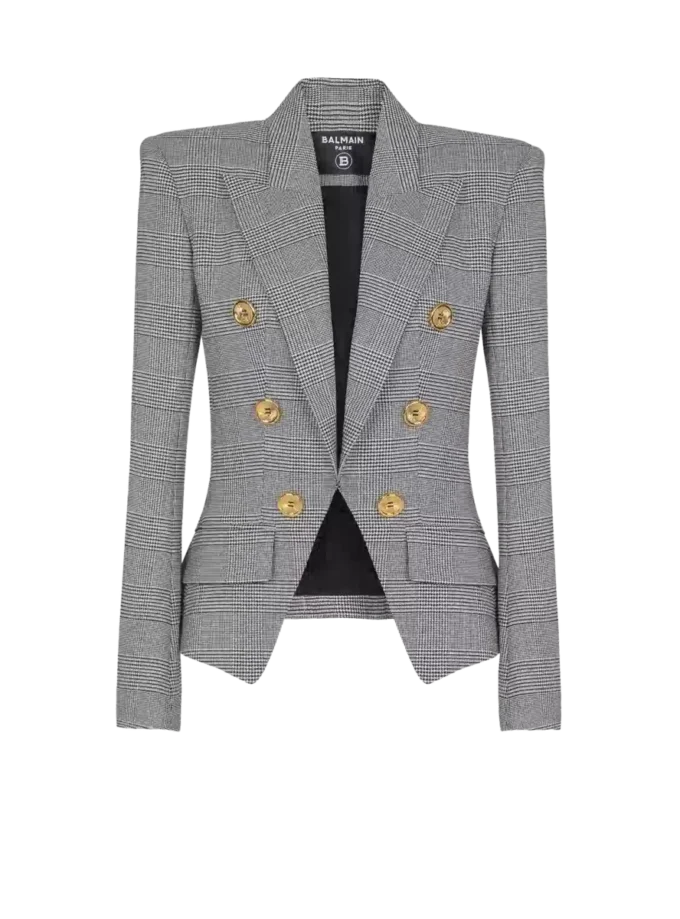 6-buttons jacket in Prince of Wales jacquard