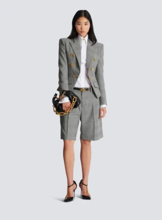 6-buttons jacket in Prince of Wales jacquard