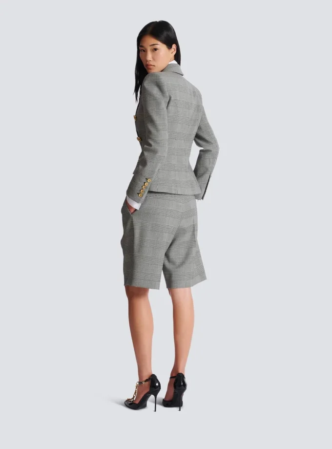 6-buttons jacket in Prince of Wales jacquard