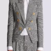 6-buttons jacket in Prince of Wales jacquard