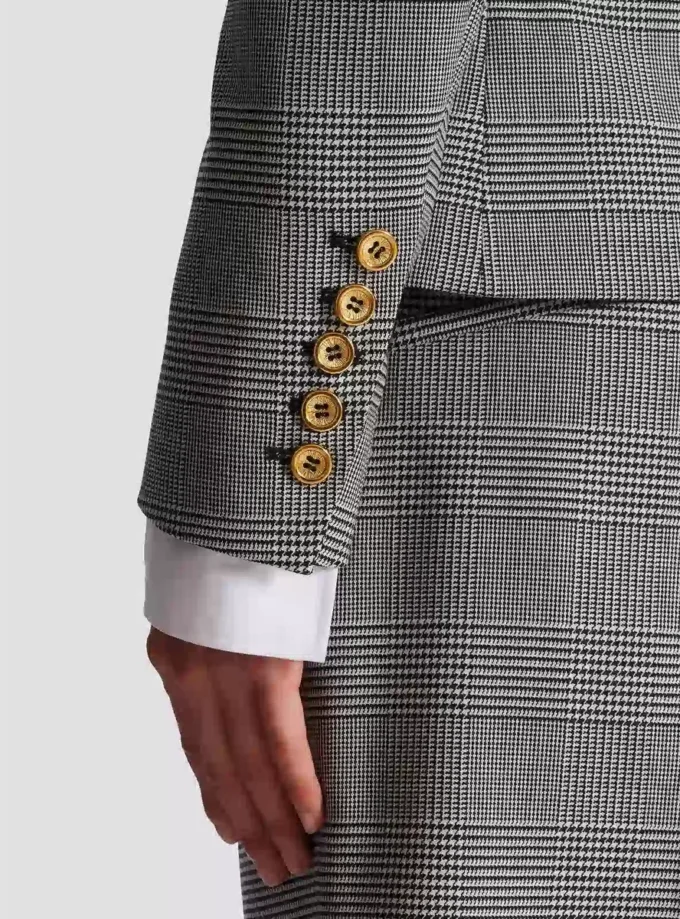 6-buttons jacket in Prince of Wales jacquard