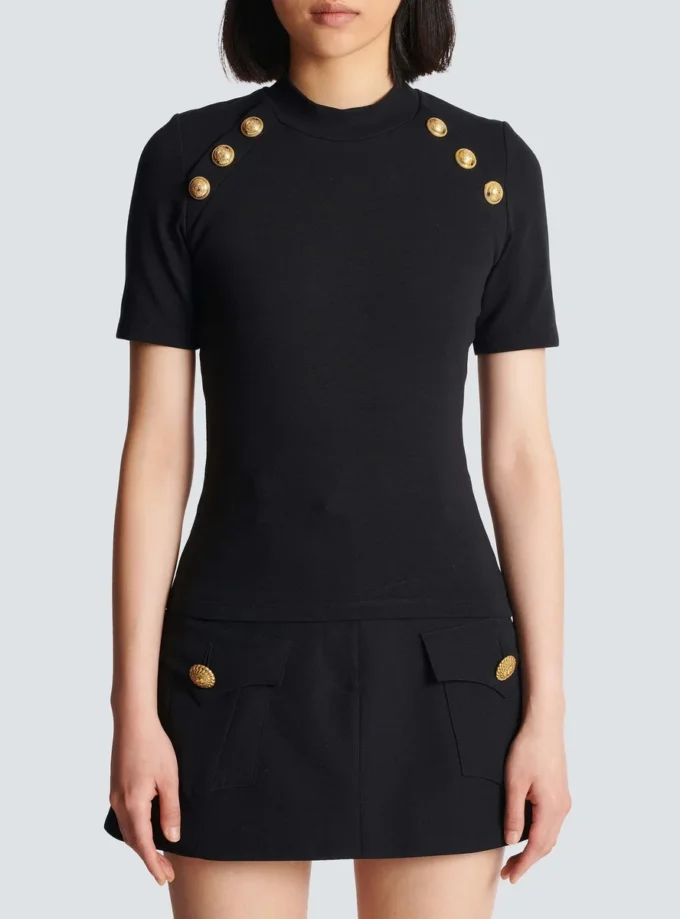 6-buttons jersey T-shirt