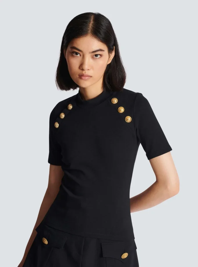 6-buttons jersey T-shirt