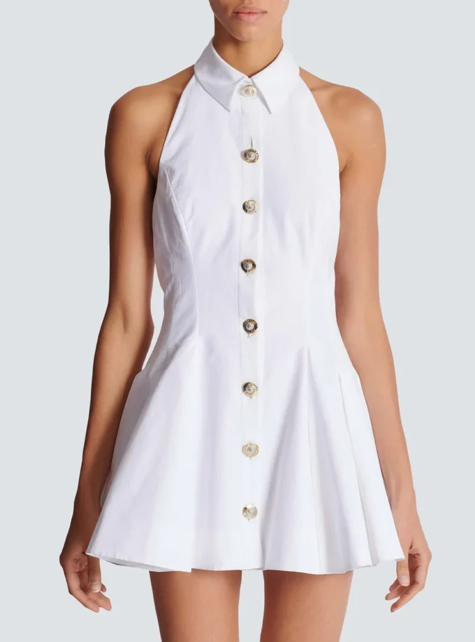 A-line backless poplin dress A-line backless poplin dress