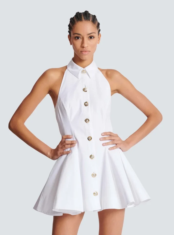 A-line backless poplin dress A-line backless poplin dress