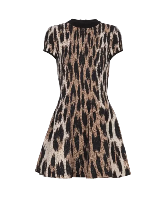 A-line leopard print jacquard dress A-line leopard print jacquard dress