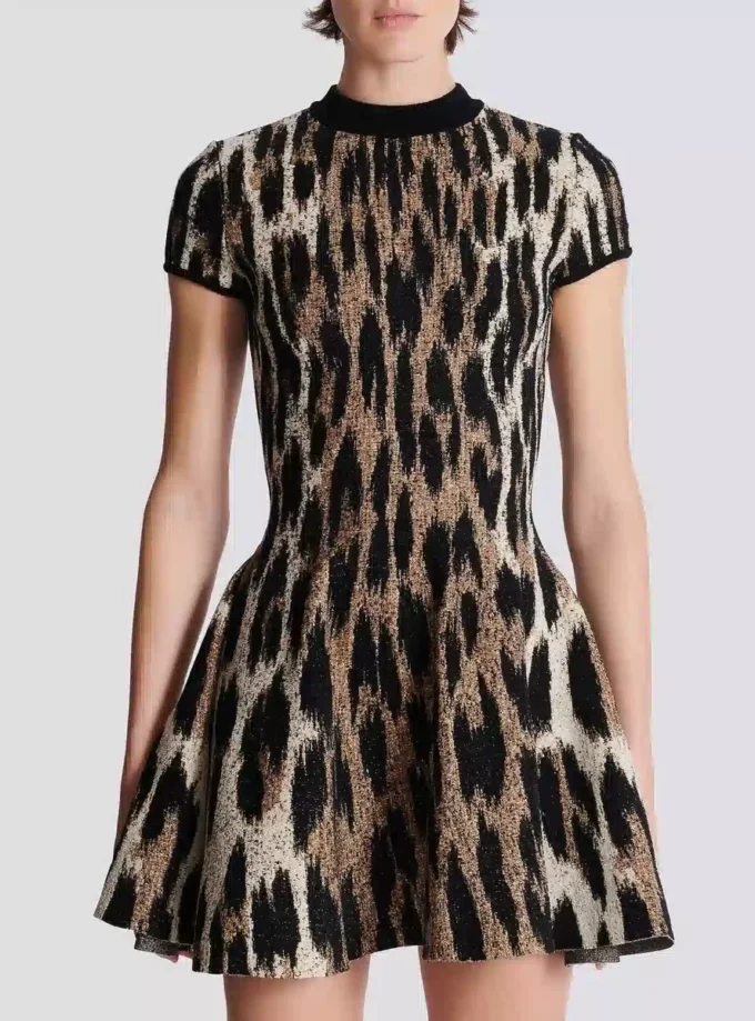 A-line leopard print jacquard dress A-line leopard print jacquard dress