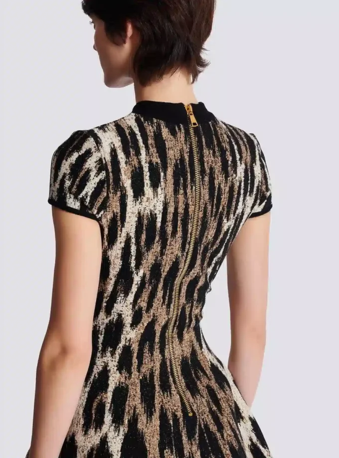 A-line leopard print jacquard dress A-line leopard print jacquard dress