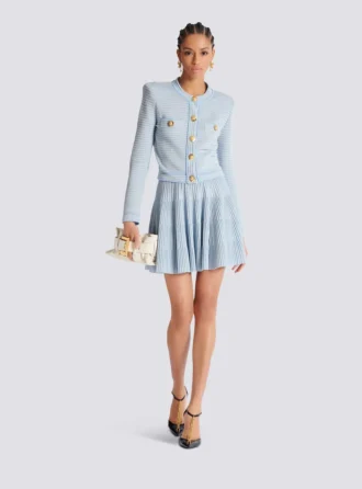 A-line textured knit skirt
