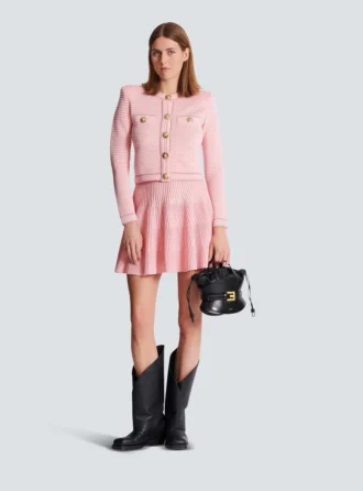 A-line textured knit skirt
