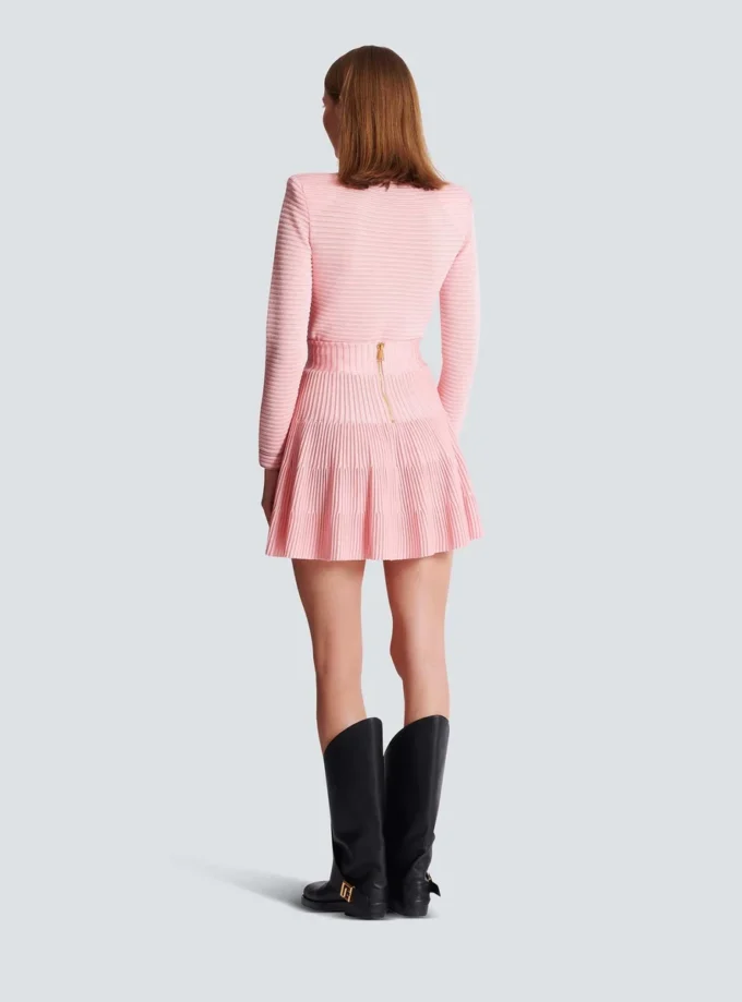 A-line textured knit skirt