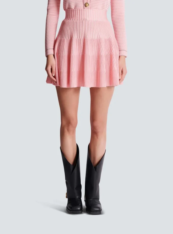 A-line textured knit skirt