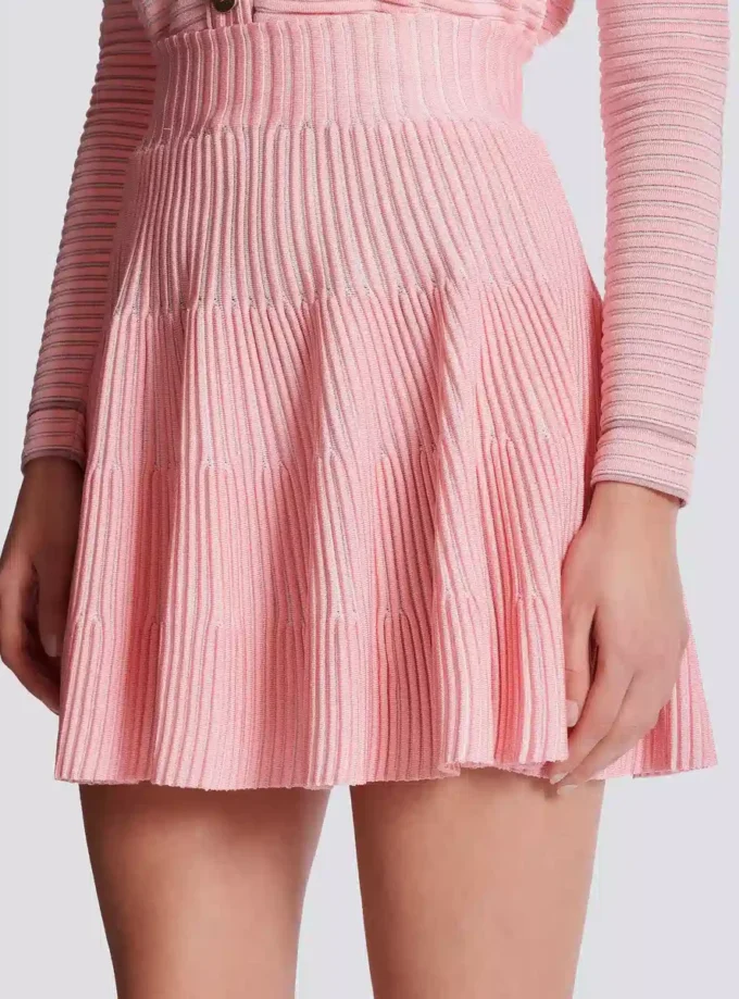 A-line textured knit skirt