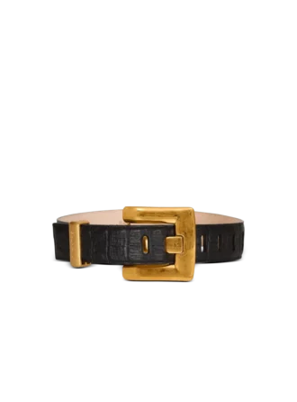 Anthem belt in embossed crocodile-print calfskin