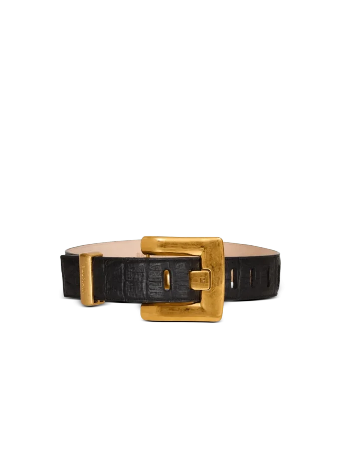 Anthem belt in embossed crocodile-print calfskin Anthem belt in embossed crocodile-print calfskin