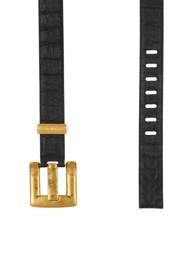 Anthem belt in embossed crocodile-print calfskin Anthem belt in embossed crocodile-print calfskin
