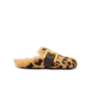 Anthem leopard print ponyskin leather and faux fur mules