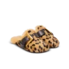 Anthem leopard print ponyskin leather and faux fur mules