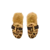 Anthem leopard print ponyskin leather and faux fur mules