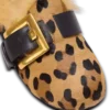 Anthem leopard print ponyskin leather and faux fur mules