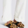 Anthem leopard print ponyskin leather and faux fur mules