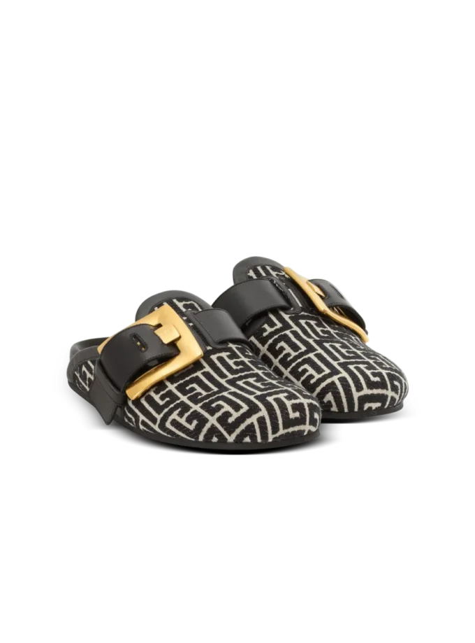 Anthem mules in jacquard canvas with PB monogram