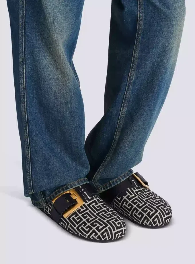 Anthem mules in jacquard canvas with PB monogram