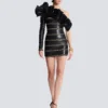 Asymmetric leather bodycon dress with chains
